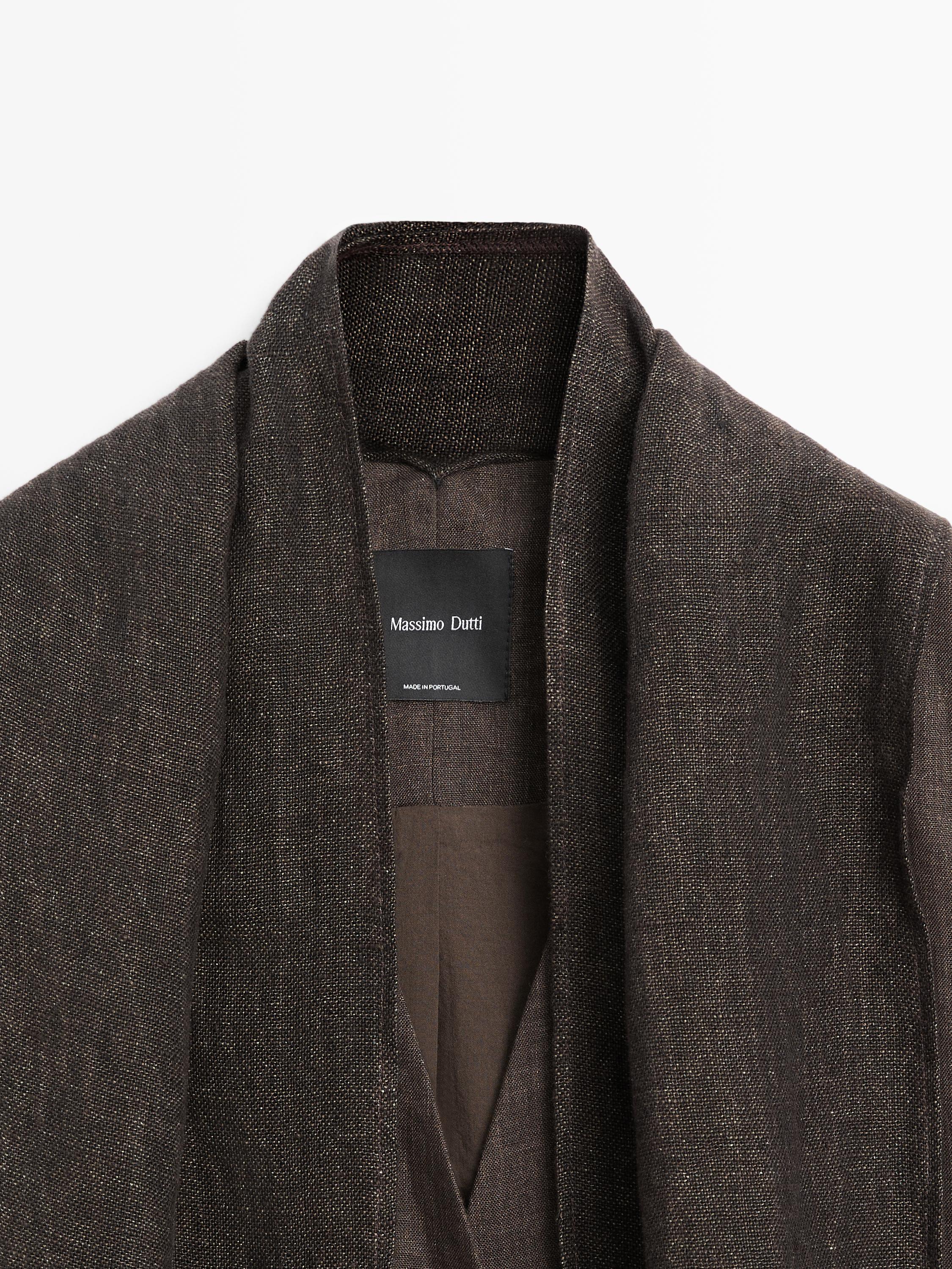 100% linen melange scarf blazer